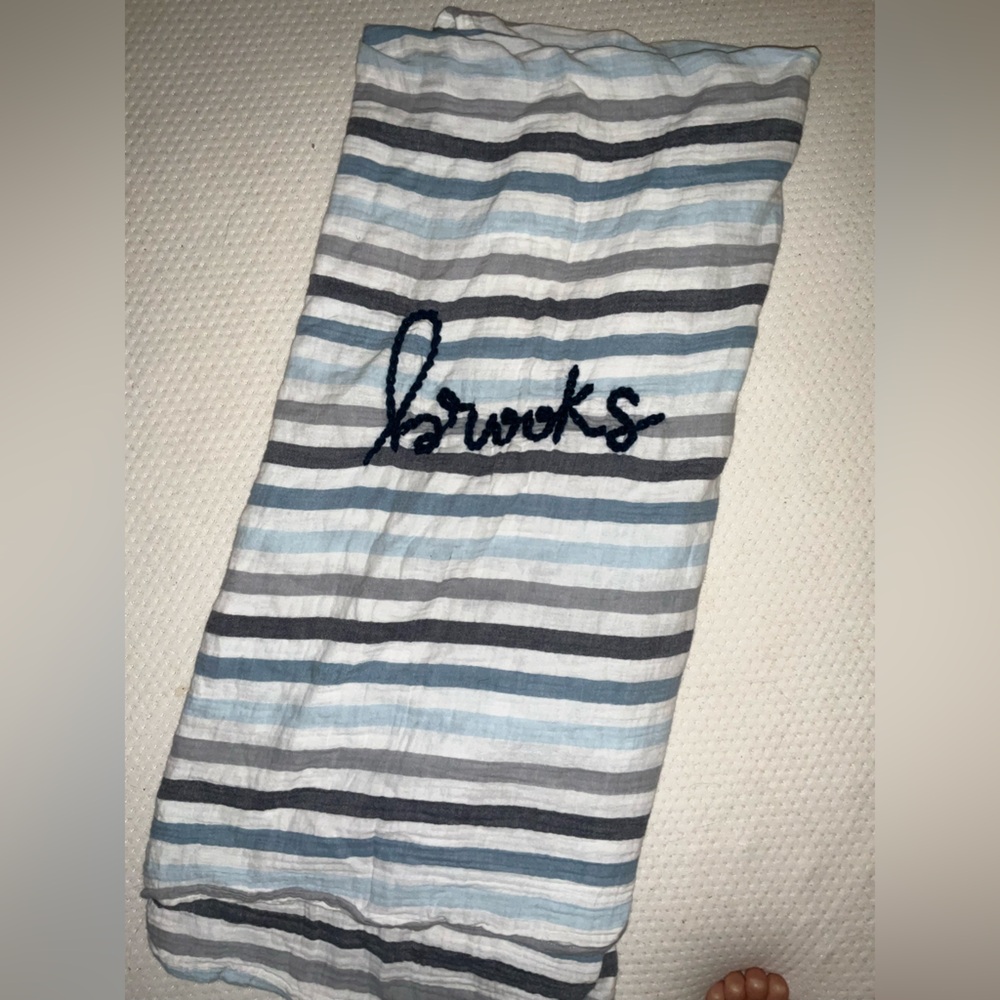 Muslin Blanket with hand stitched Brooks